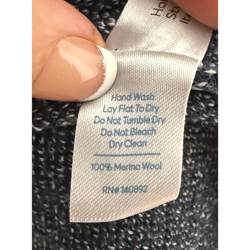 Marine Layer Men's Merino Wool Quarter Zip Sweater Navy White Knit Mock Neck L - Picture 10 of 11